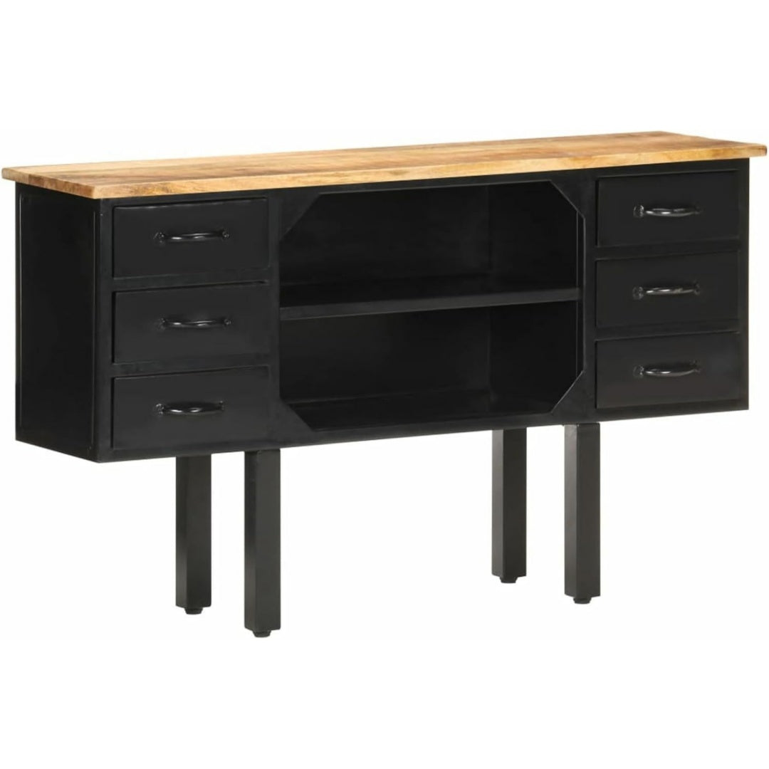 Schubladen an dem Sideboard aus Metall und Mangoholz