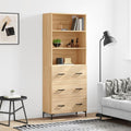Hochschrank aus Holzwerkstoff und Metall in Eichenbraun