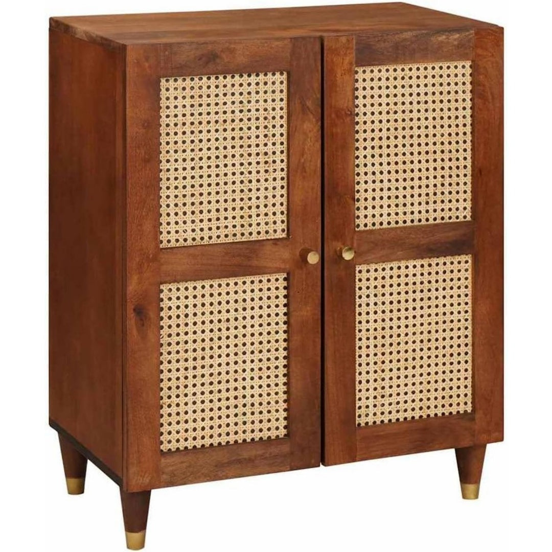 Sideboard mit 2 Tueren und geflochtenen Elementen