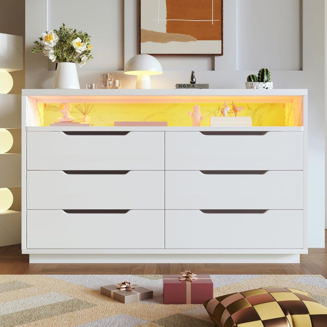 Sideboard verbindet LED Beleuchtung und 6 Schubladen