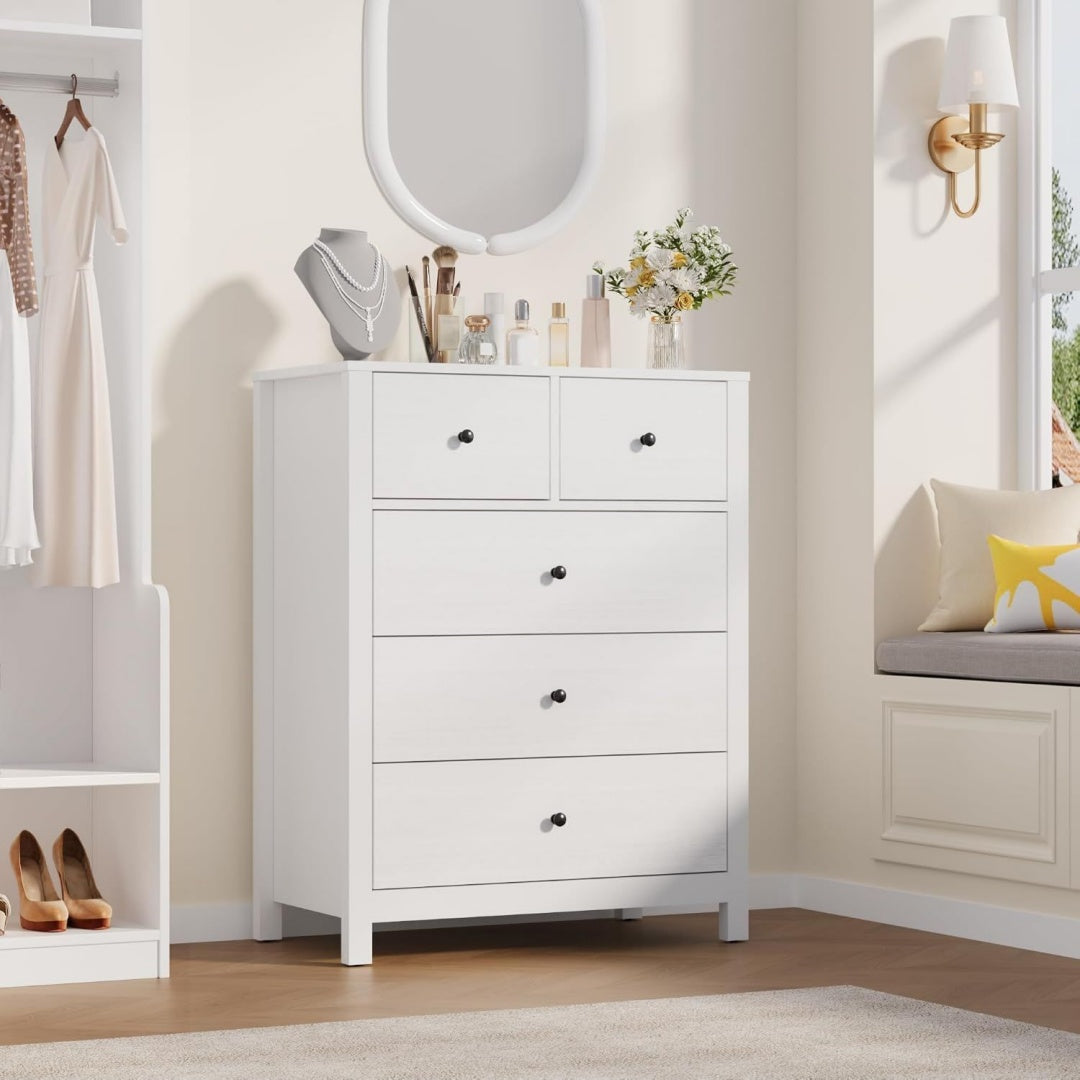 Sideboard aus Metall mit Schubladen in Weiss