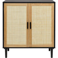 Sideboard mit verstellbaren Ablagen, Flechtoptik und Holzbeinen